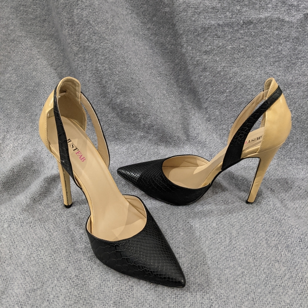 Just Fab Black and Tan Very High Heels
